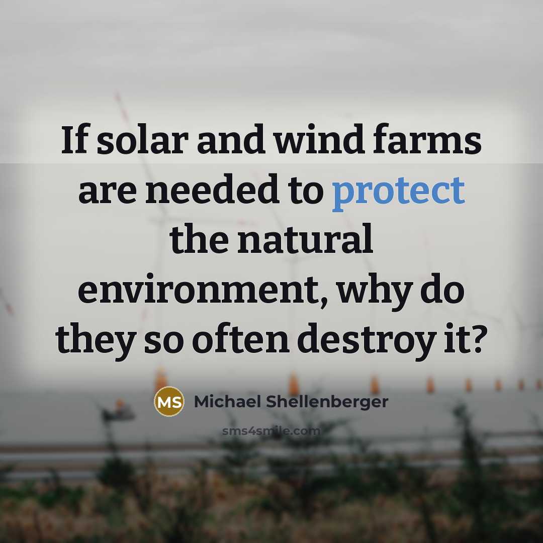 “If solar and wind farms are needed to protect the…” quote by Michael Shellenberger
