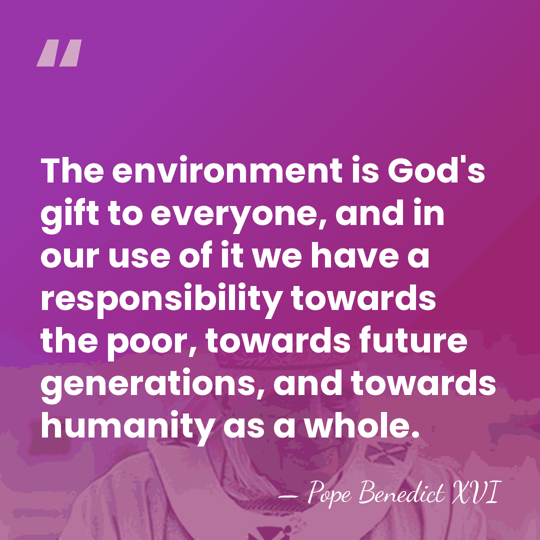 The environment is God's gift to everyone, and in our use of&hellip; - Pope Benedict XVI