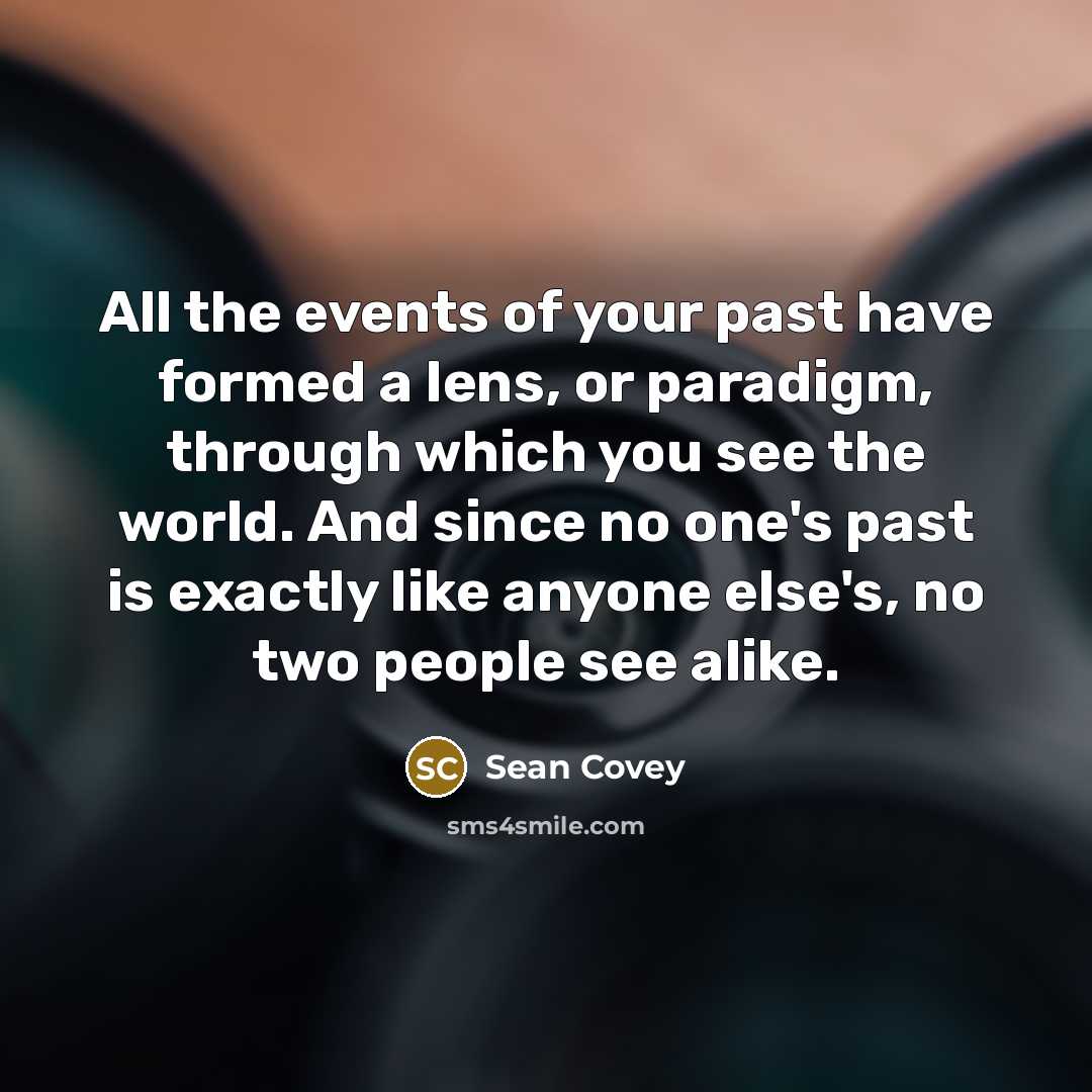 “All the events of your past have formed a lens,…” quote by Sean Covey
