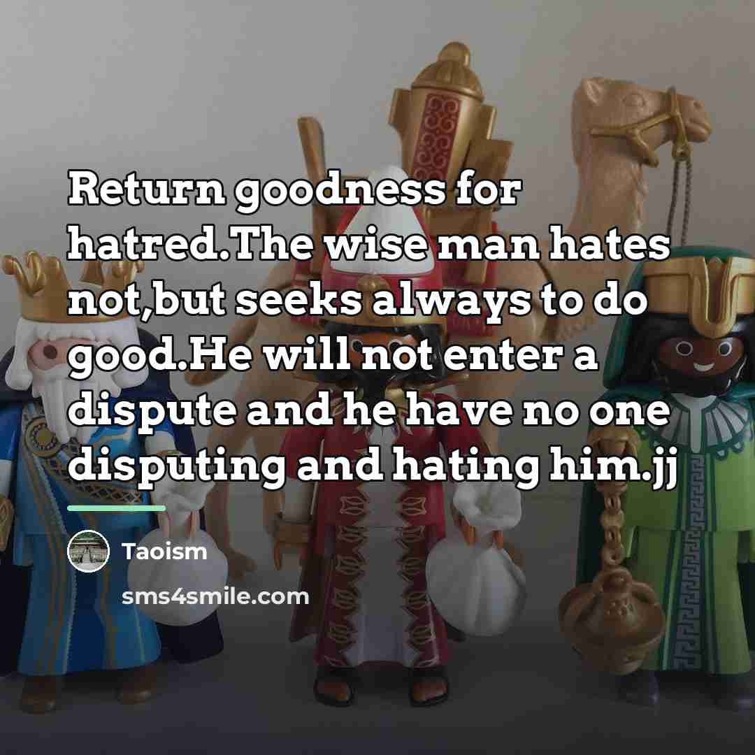 “Return goodness for hatred.The wise man hates not,but seeks always…” quote by Taoism