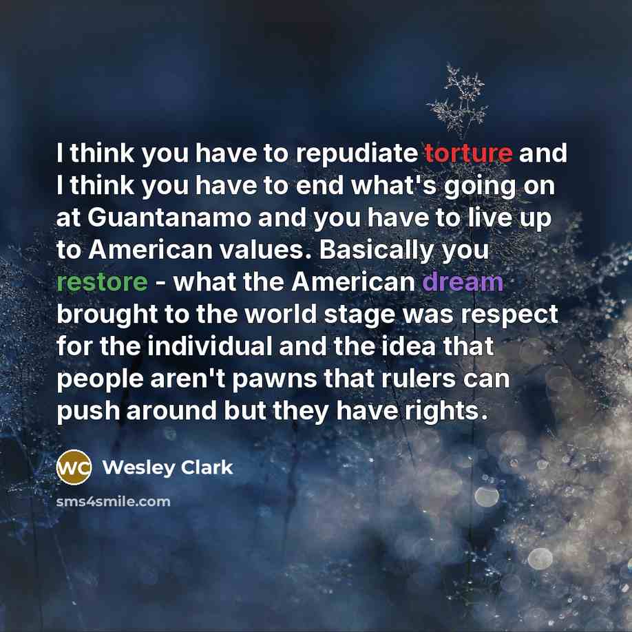 “I think you have to repudiate torture and I think…” quote by Wesley Clark