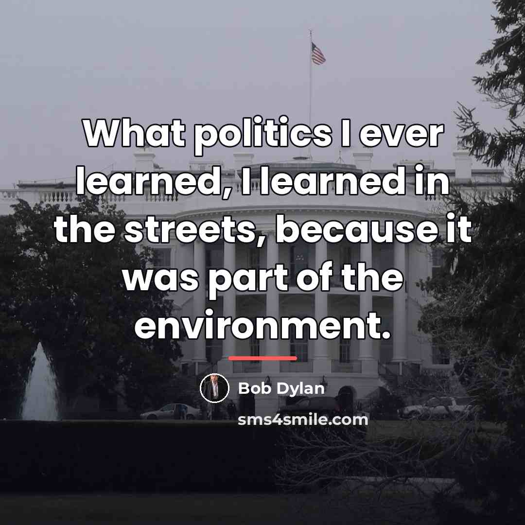 “What politics I ever learned, I learned in the streets,…” quote by Bob Dylan