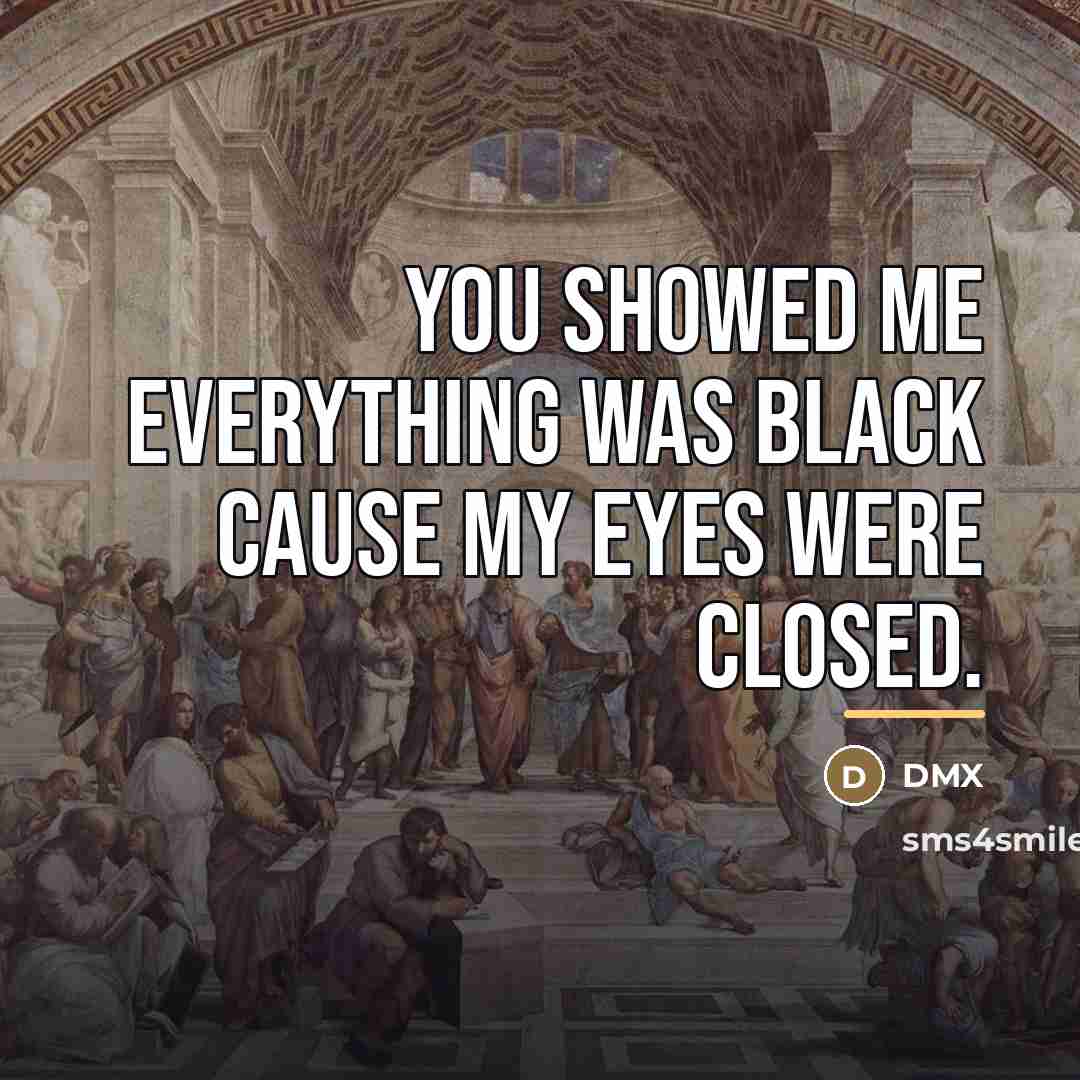 “You showed me everything was black cause my eyes were…” quote by DMX