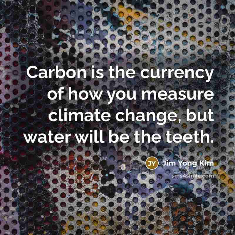 “Carbon is the currency of how you measure climate change,…” quote by Jim Yong Kim