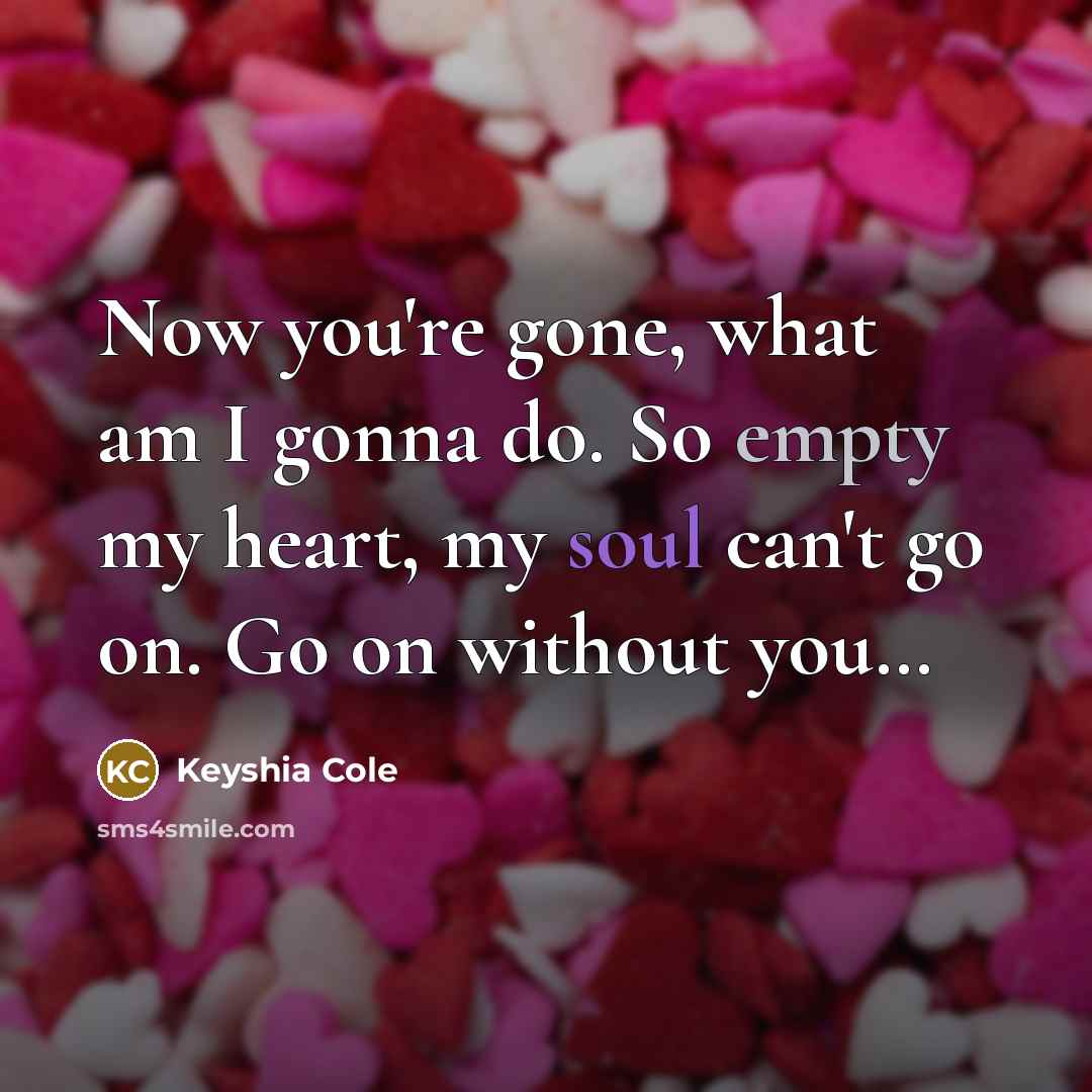 “Now you're gone, what am I gonna do. So empty…” quote by Keyshia Cole