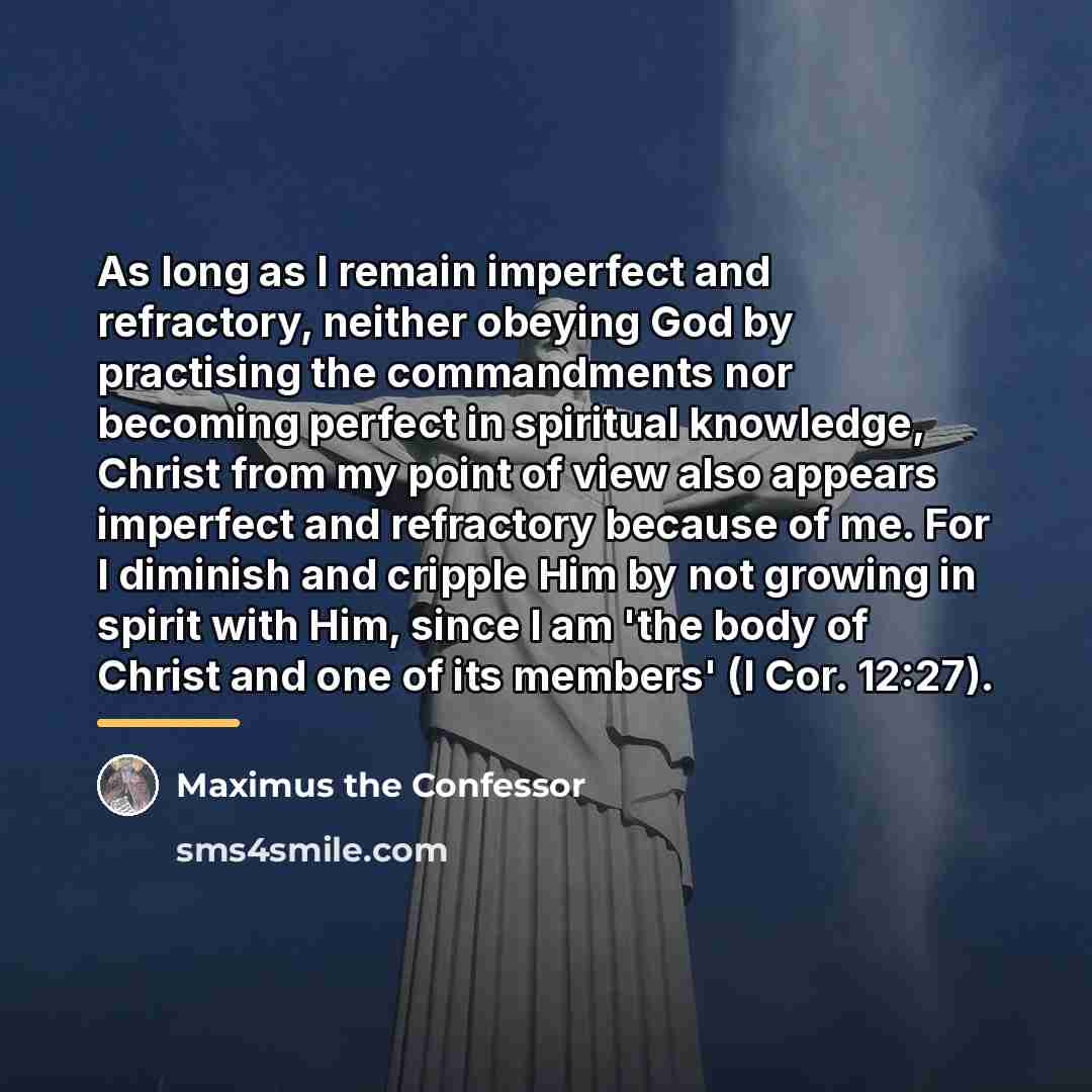 “As long as I remain imperfect and refractory, neither obeying…” quote by Maximus the Confessor