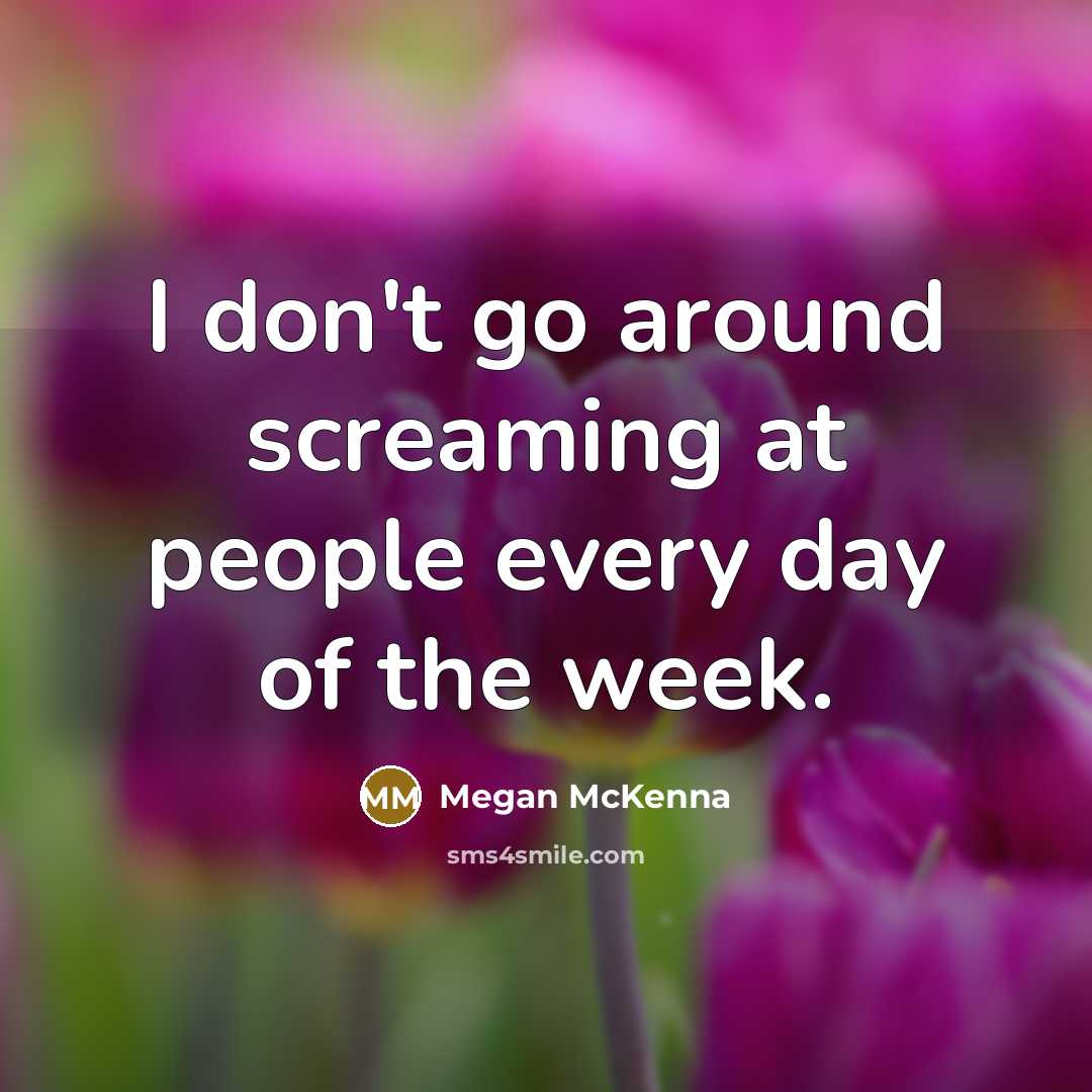 “I don't go around screaming at people every day of…” quote by Megan McKenna