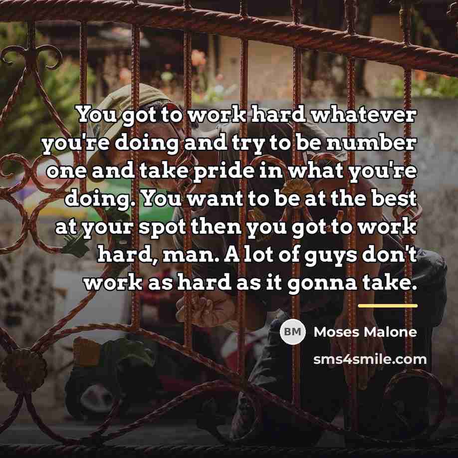 “You got to work hard whatever you're doing and try…” quote by Moses Malone