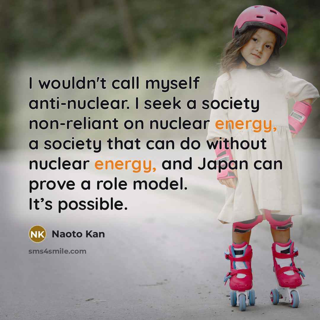 “I wouldn't call myself anti-nuclear. I seek a society non-reliant…” quote by Naoto Kan