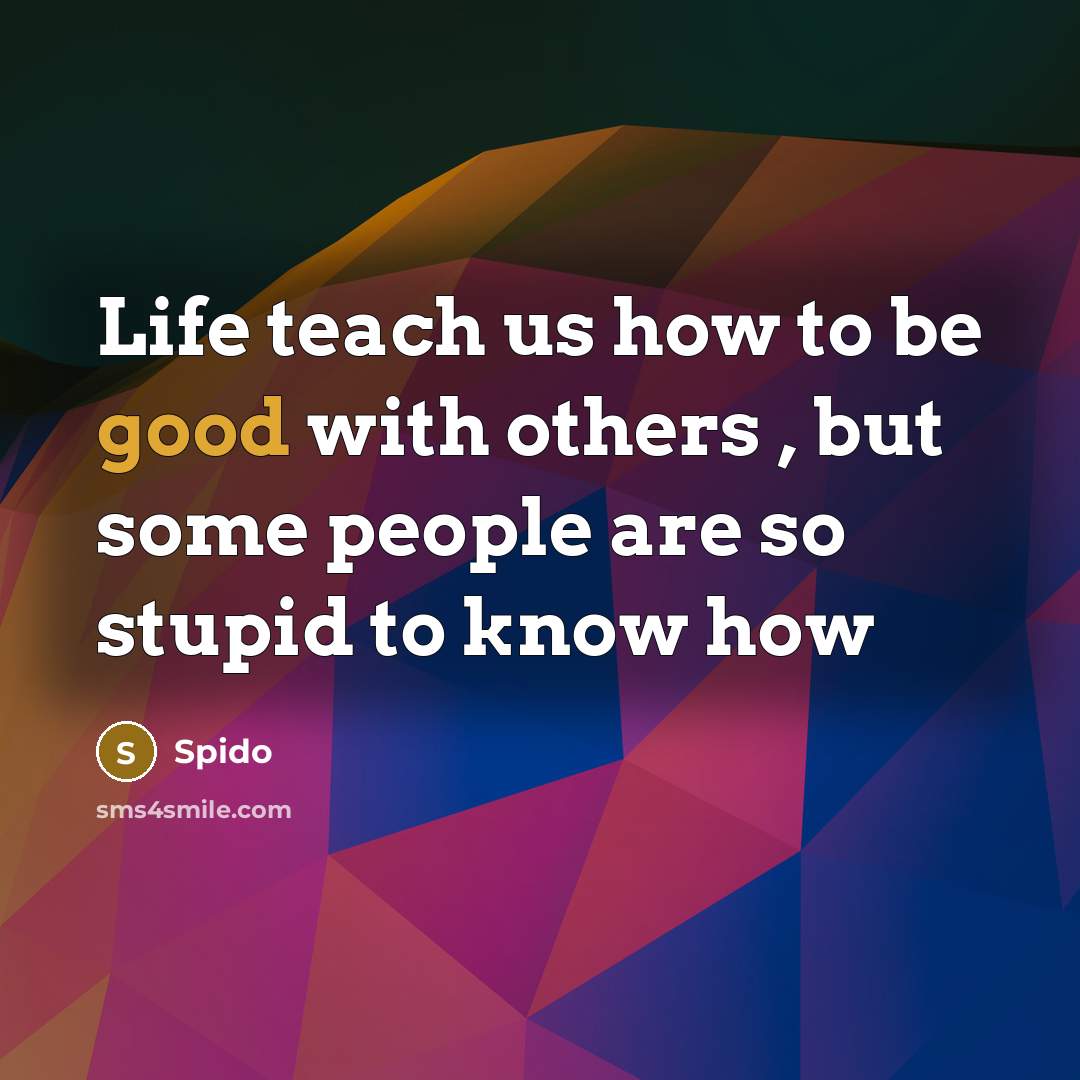 “Life teach us how to be good with others ,…” quote by Spido