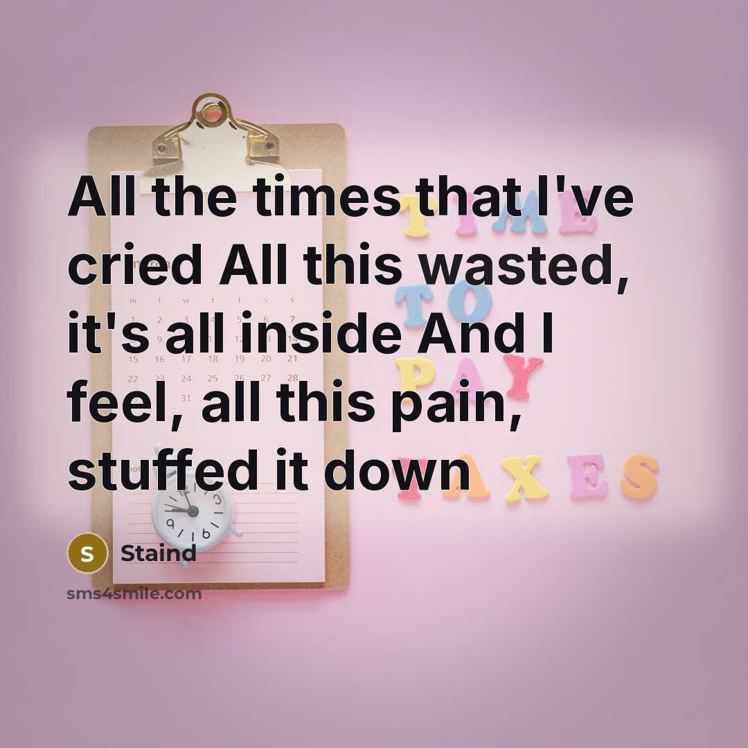 “All the times that I've cried All this wasted, it's…” quote by Staind