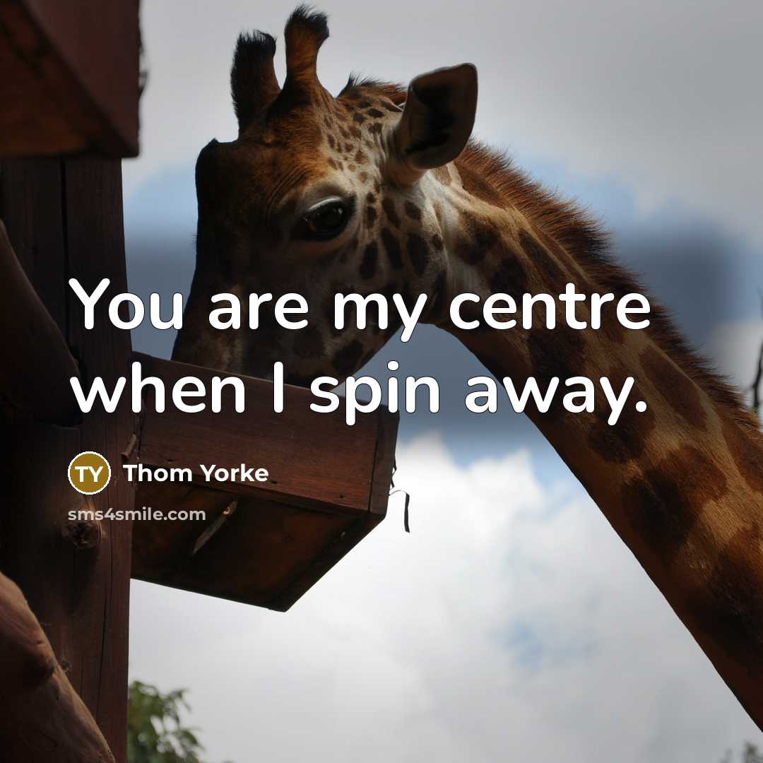 “You are my centre when I spin away.…” quote by Thom Yorke