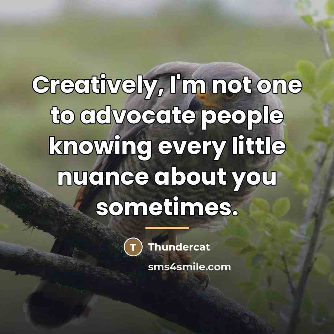 “Creatively, I'm not one to advocate people knowing every little…” quote by Thundercat
