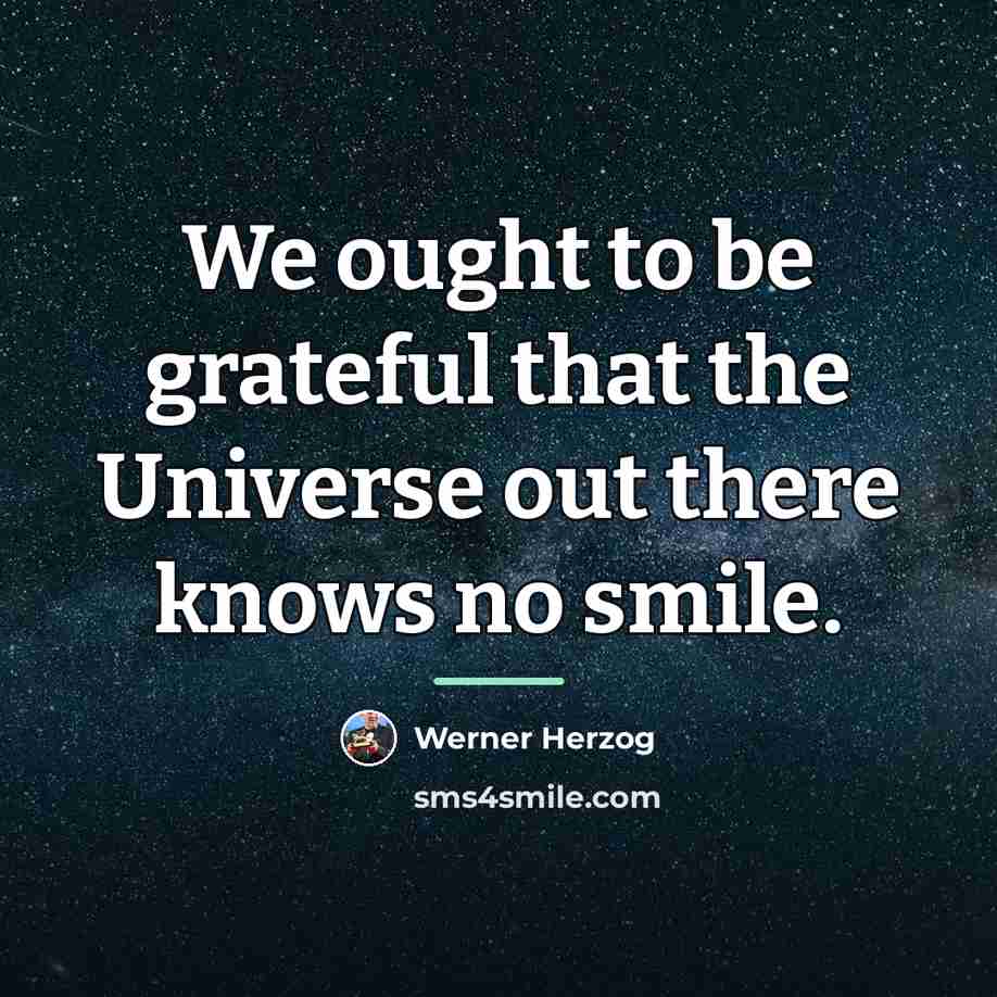 “We ought to be grateful that the Universe out there…” quote by Werner Herzog