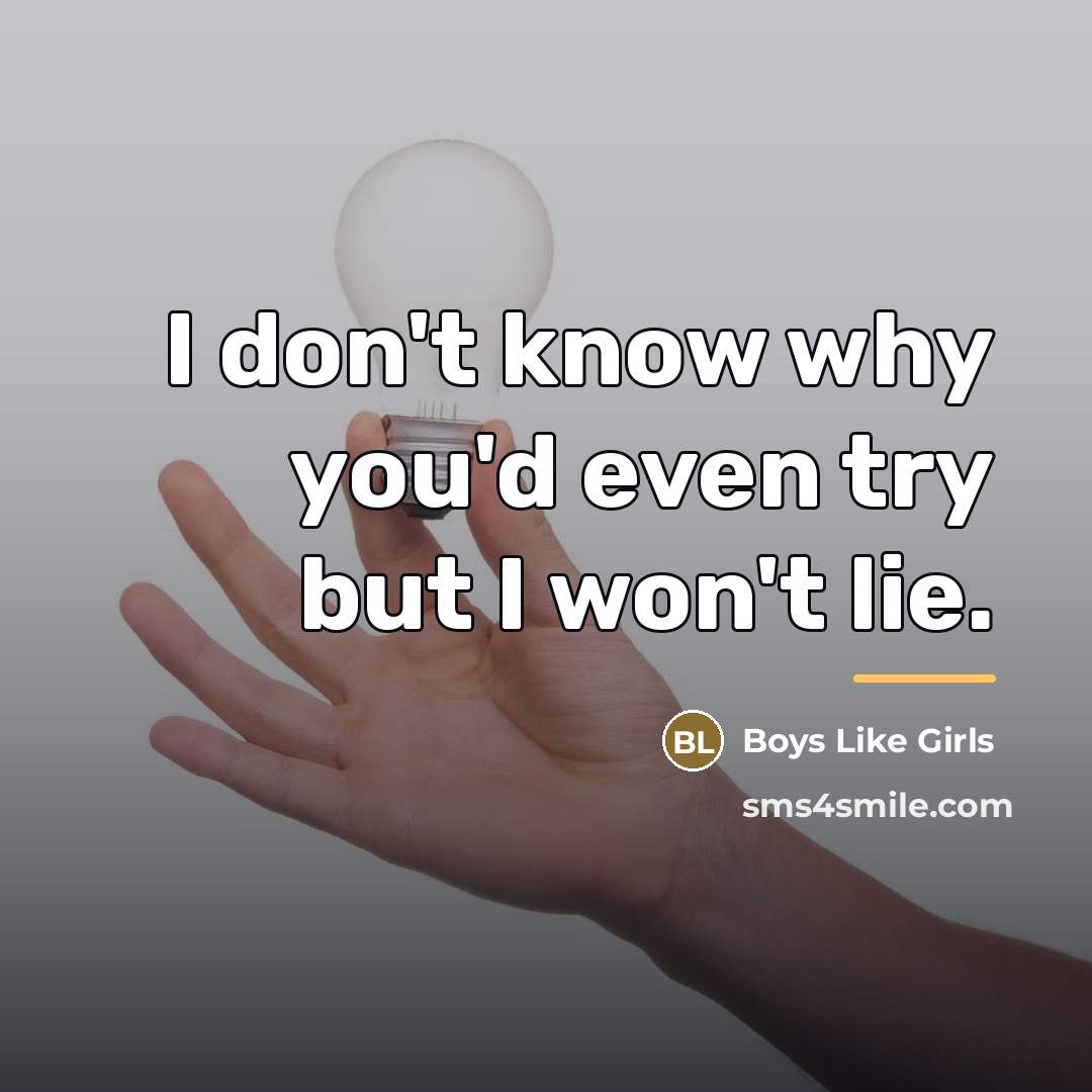 “I don't know why you'd even try but I won't…” quote by Boys Like Girls