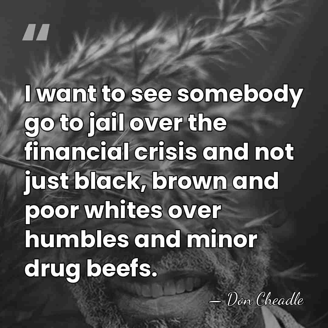 I want to see somebody go to jail over the financial crisis&hellip; - Don Cheadle