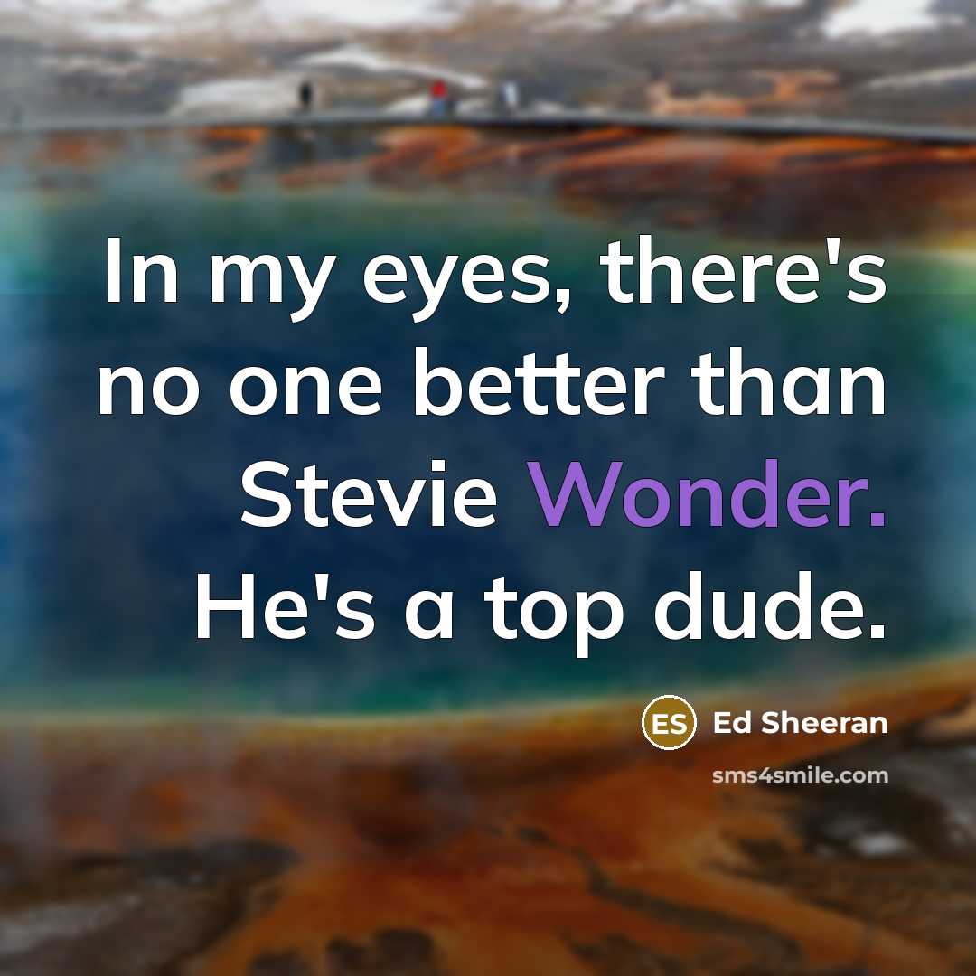 “In my eyes, there's no one better than Stevie Wonder.…” quote by Ed Sheeran