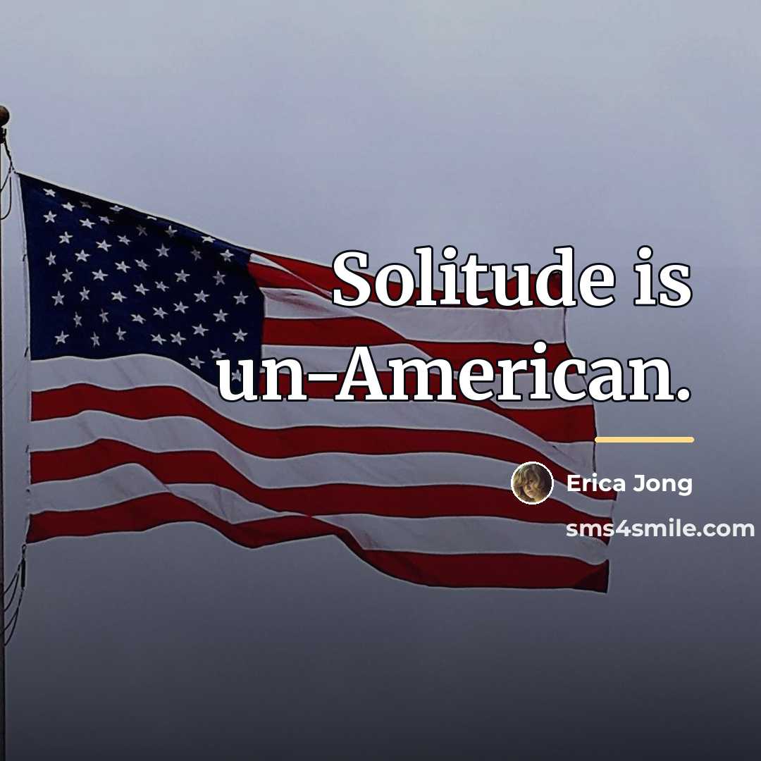 “Solitude is un-American.…” quote by Erica Jong