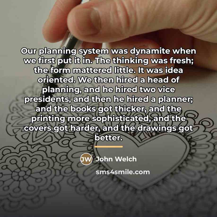 “Our planning system was dynamite when we first put it…” quote by John Welch