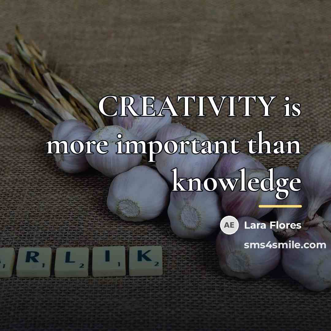 “CREATIVITY is more important than knowledge…” quote by Lara Flores