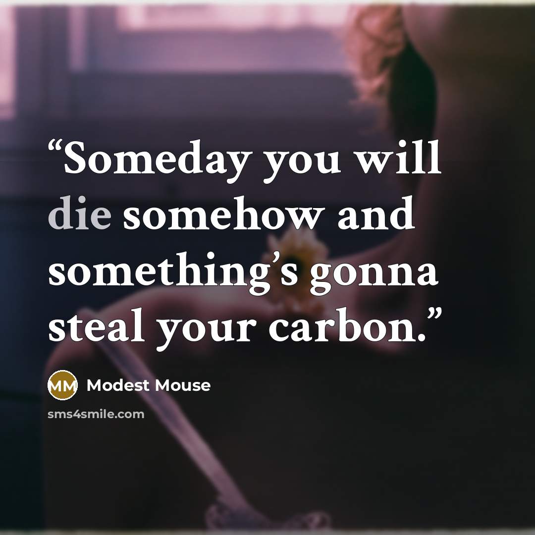 “Someday you will die somehow and something’s gonna steal your carbon.” quote by Modest Mouse