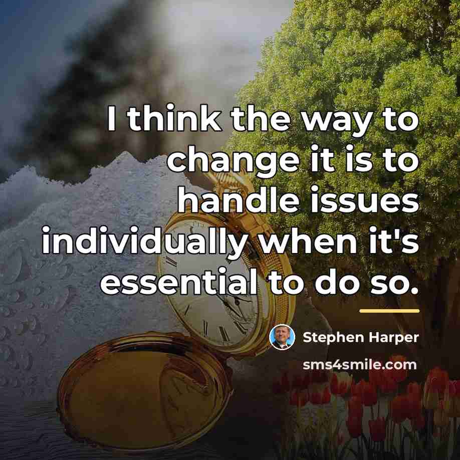 “I think the way to change it is to handle…” quote by Stephen Harper