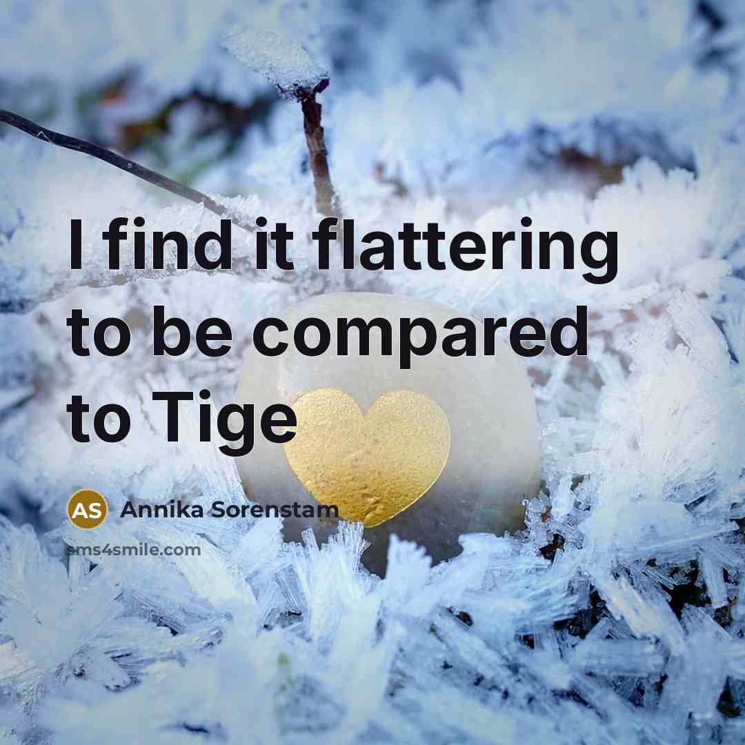 “I find it flattering to be compared to Tige” quote by Annika Sorenstam