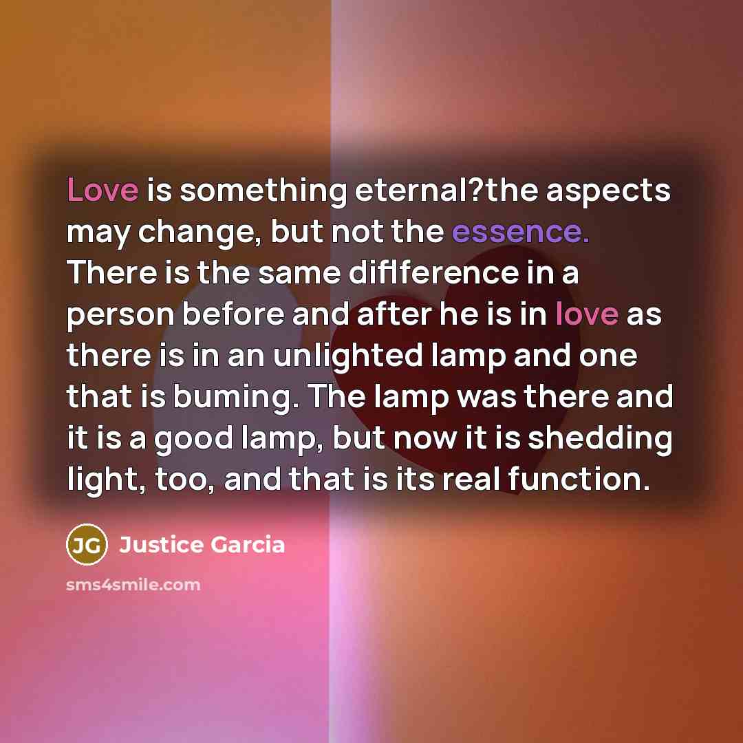 “Love is something eternal?the aspects may change, but not the…” quote by Justice Garcia