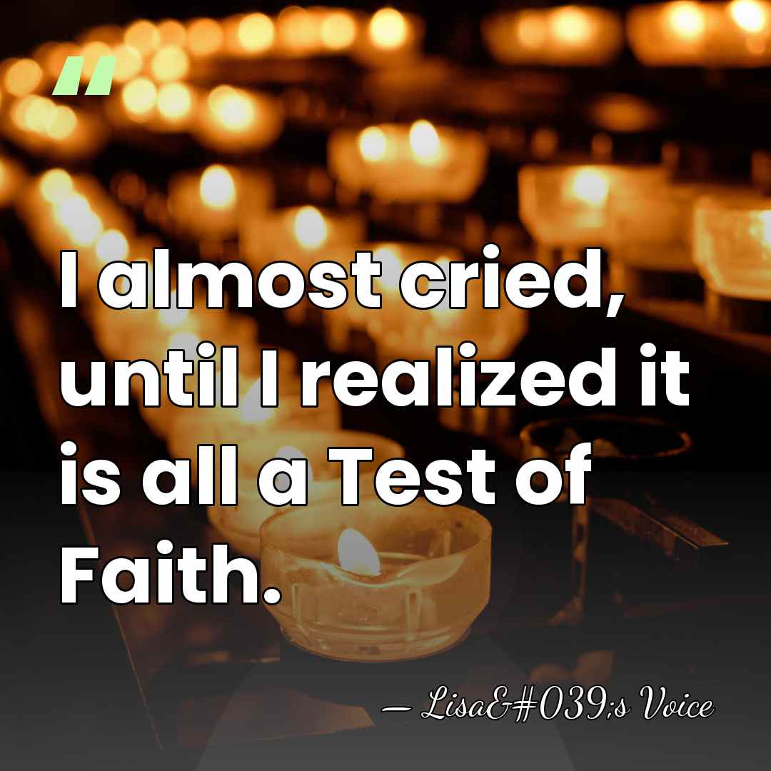 I almost cried, until I realized it is all a Test of&hellip; - Lisa's Voice