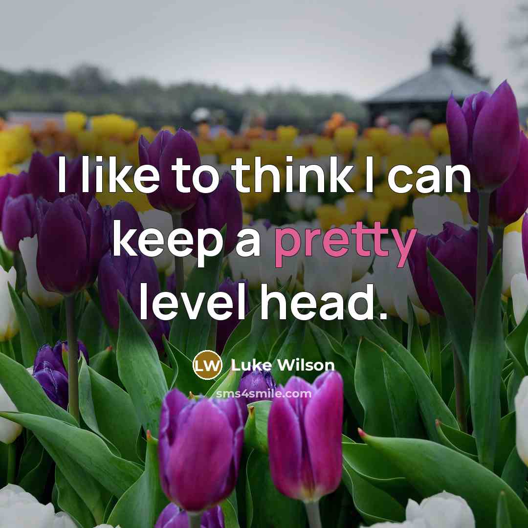 “I like to think I can keep a pretty level head.” quote by Luke Wilson