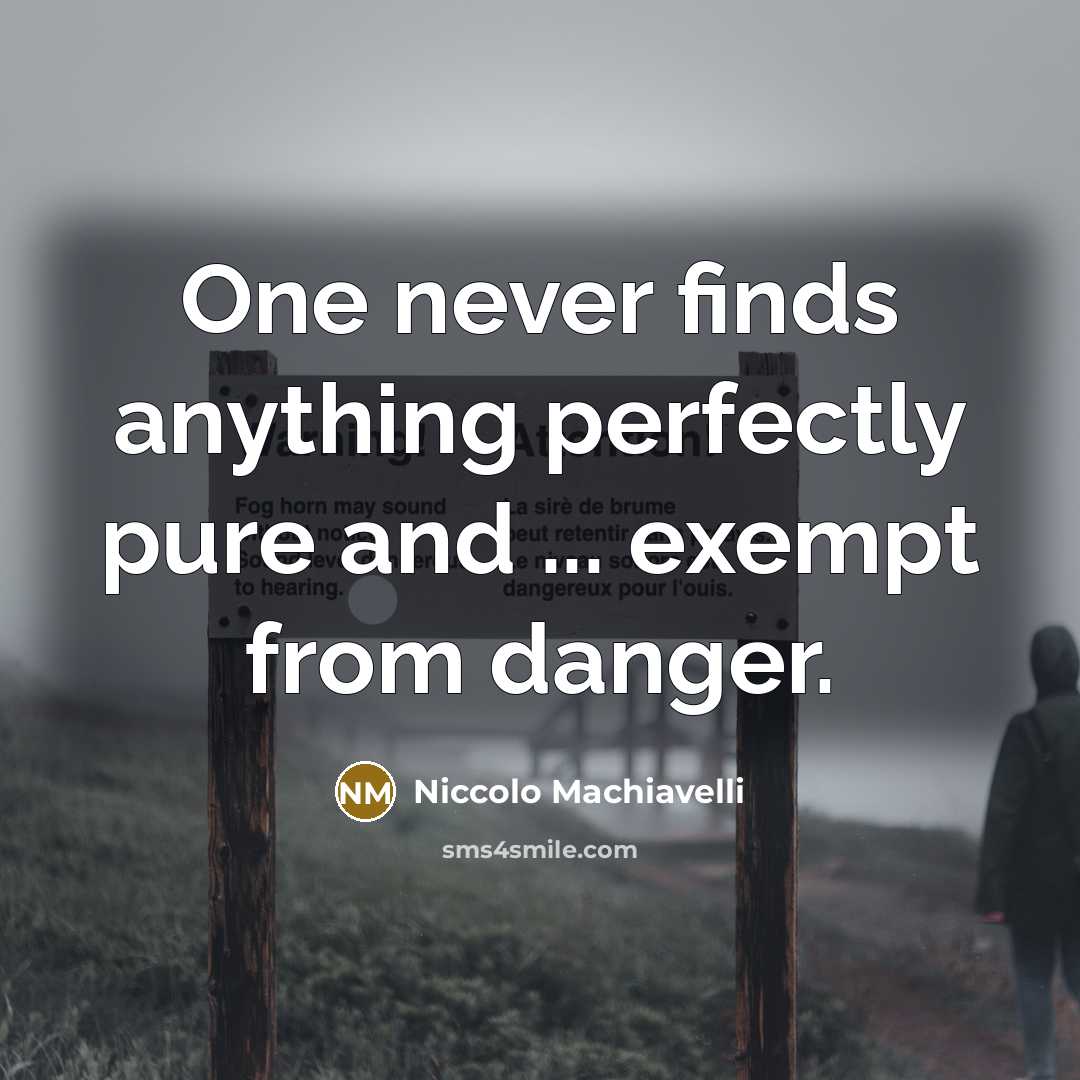 “One never finds anything perfectly pure and ... exempt from…” quote by Niccolo Machiavelli