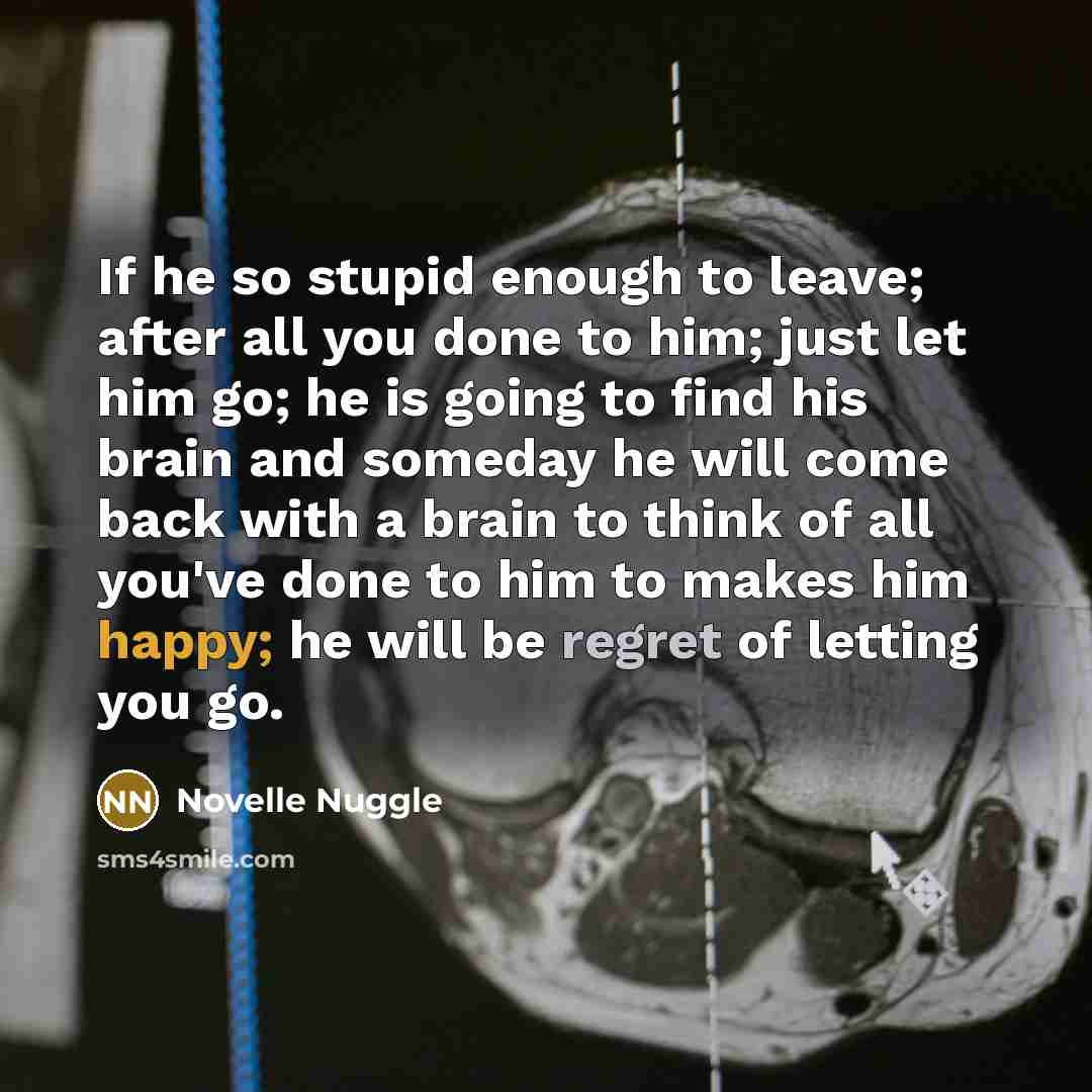 “If he so stupid enough to leave; after all you…” quote by Novelle Nuggle