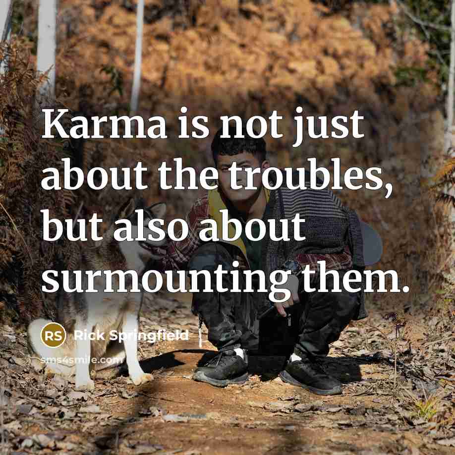 “Karma is not just about the troubles, but also about…” quote by Rick Springfield