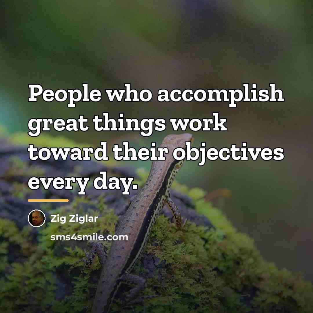 “People who accomplish great things work toward their objectives every…” quote by Zig Ziglar