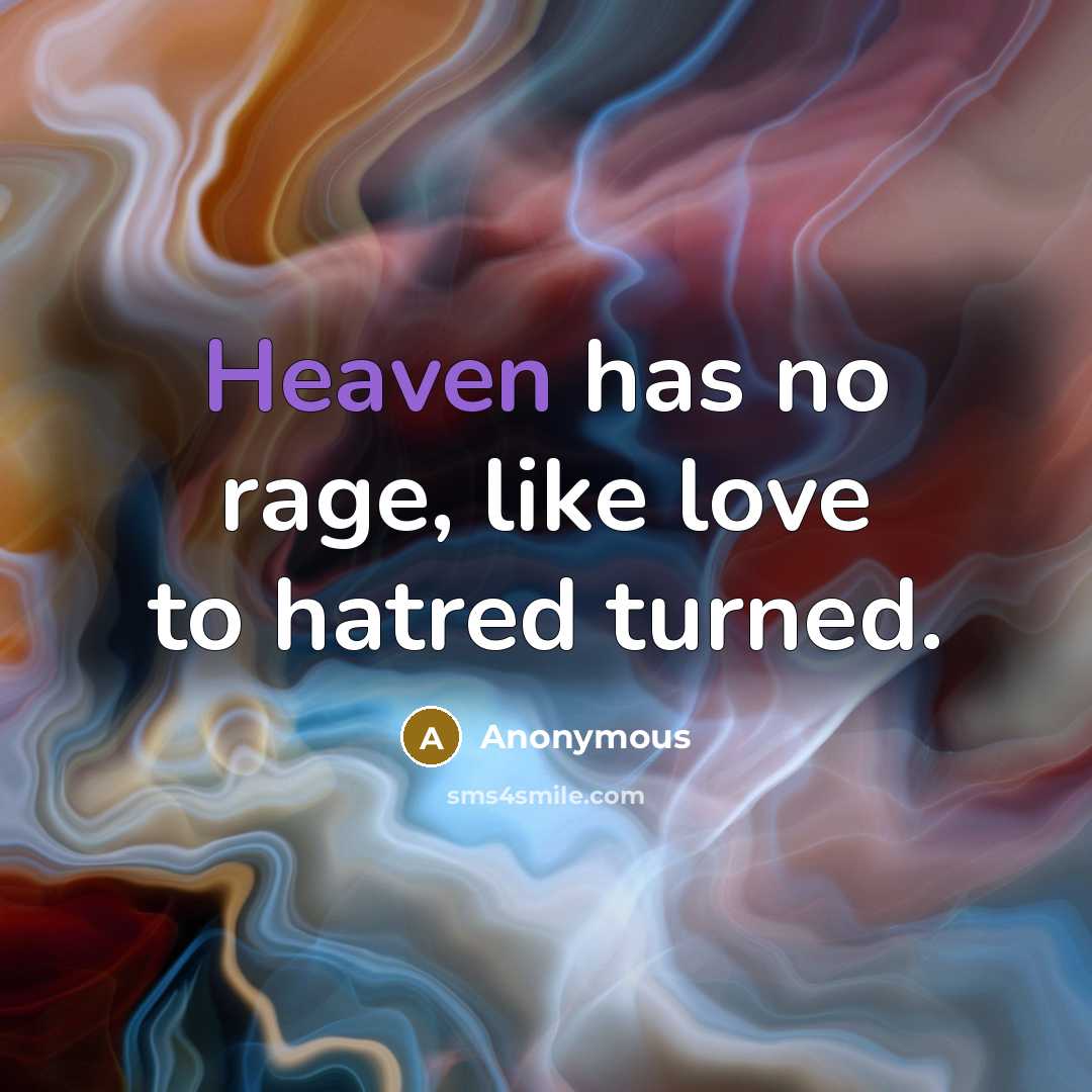 “Heaven has no rage, like love to hatred turned.…” quote by Anonymous