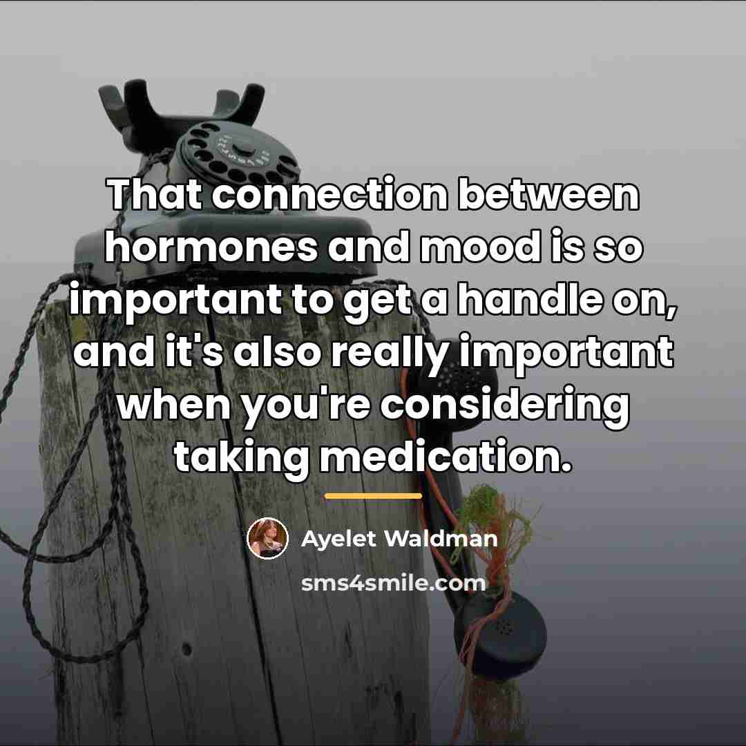 “That connection between hormones and mood is so important to…” quote by Ayelet Waldman