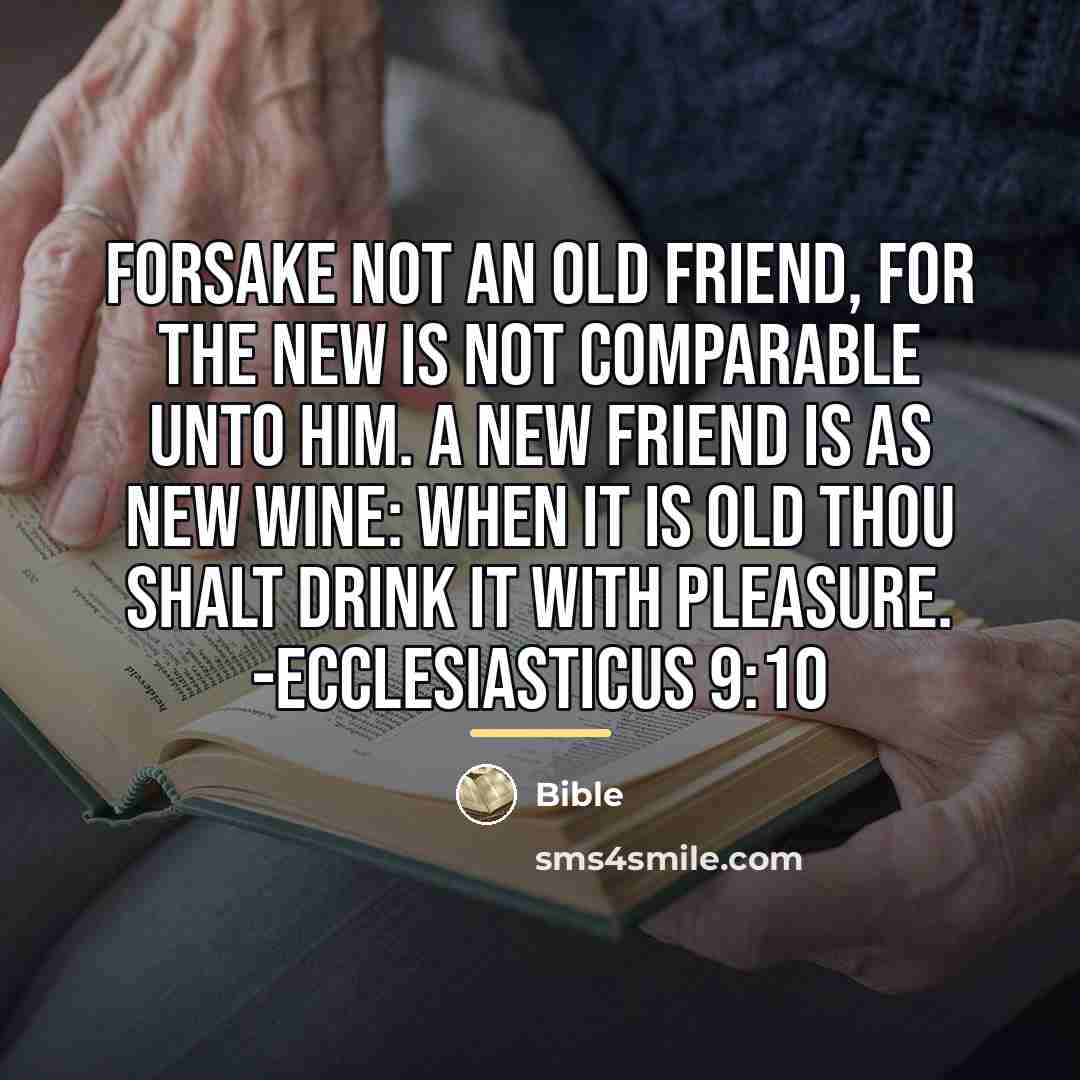 “Forsake not an old friend, for the new is not…” quote by Bible