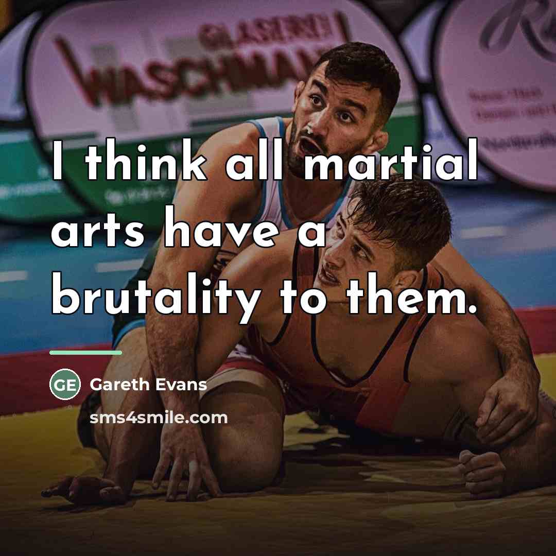“I think all martial arts have a brutality to them.…” quote by Gareth Evans