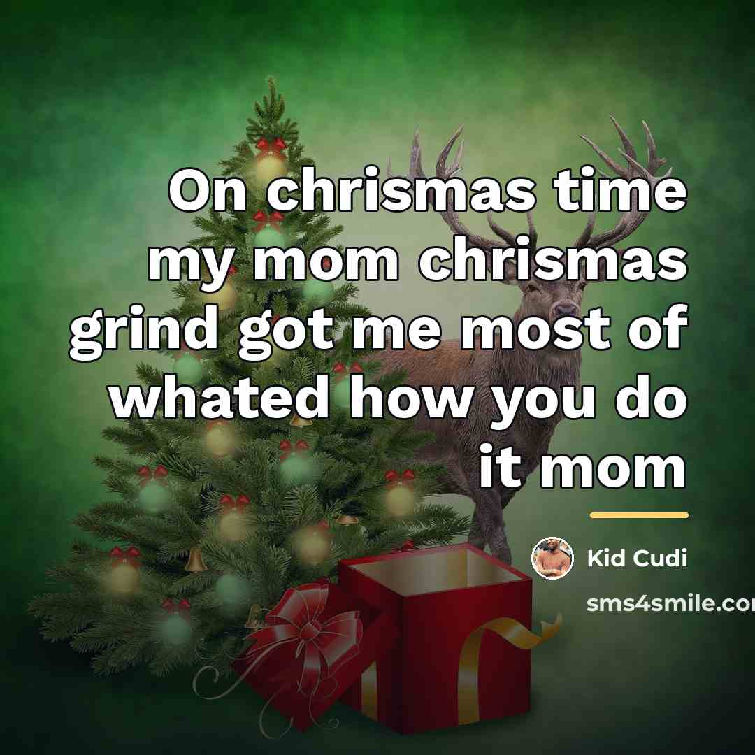 “On chrismas time my mom chrismas grind got me most…” quote by Kid Cudi