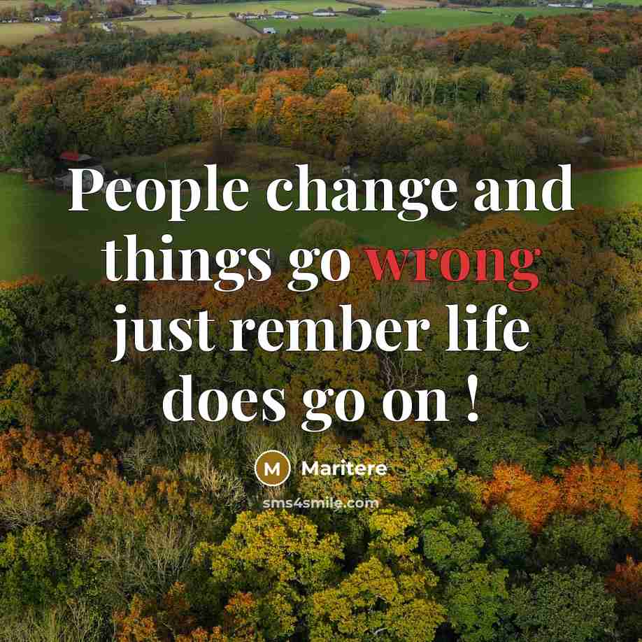 “People change and things go wrong just rember life does go on !” quote by Maritere