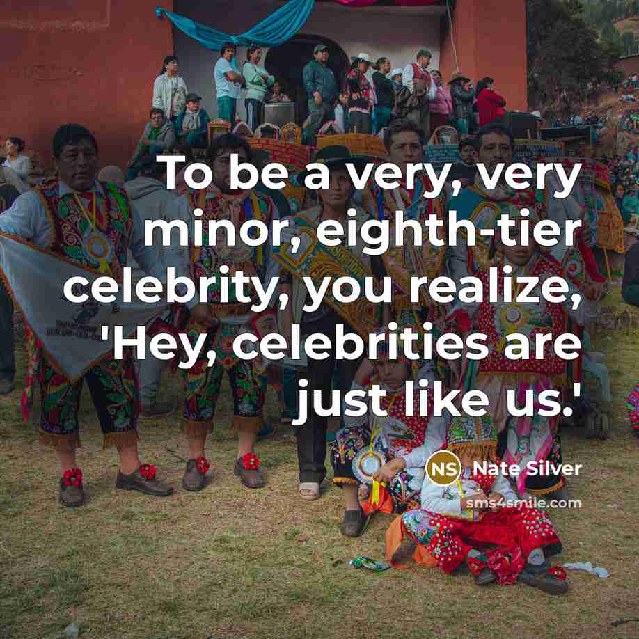“To be a very, very minor, eighth-tier celebrity, you realize,…” quote by Nate Silver