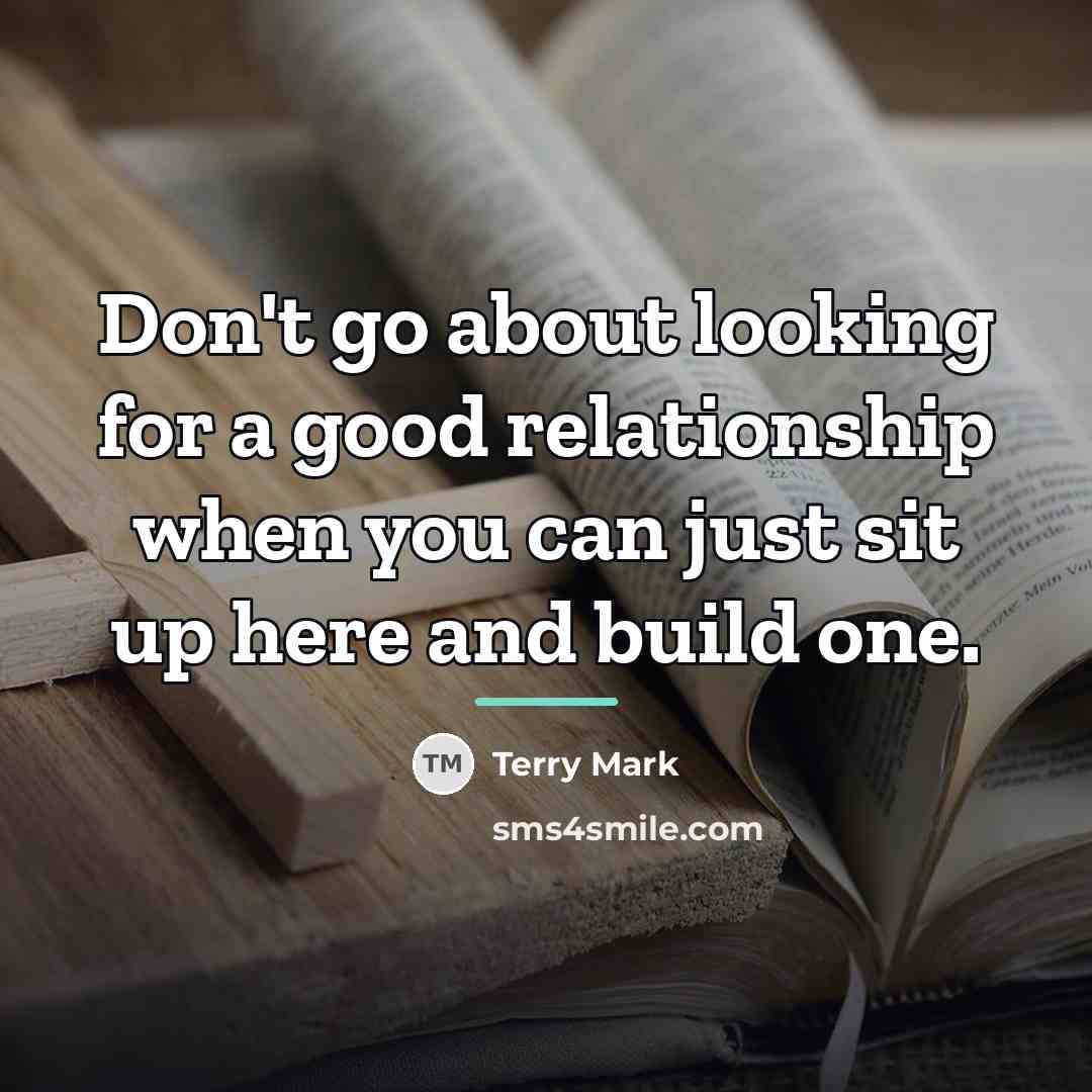 “Don't go about looking for a good relationship when you…” quote by Terry Mark