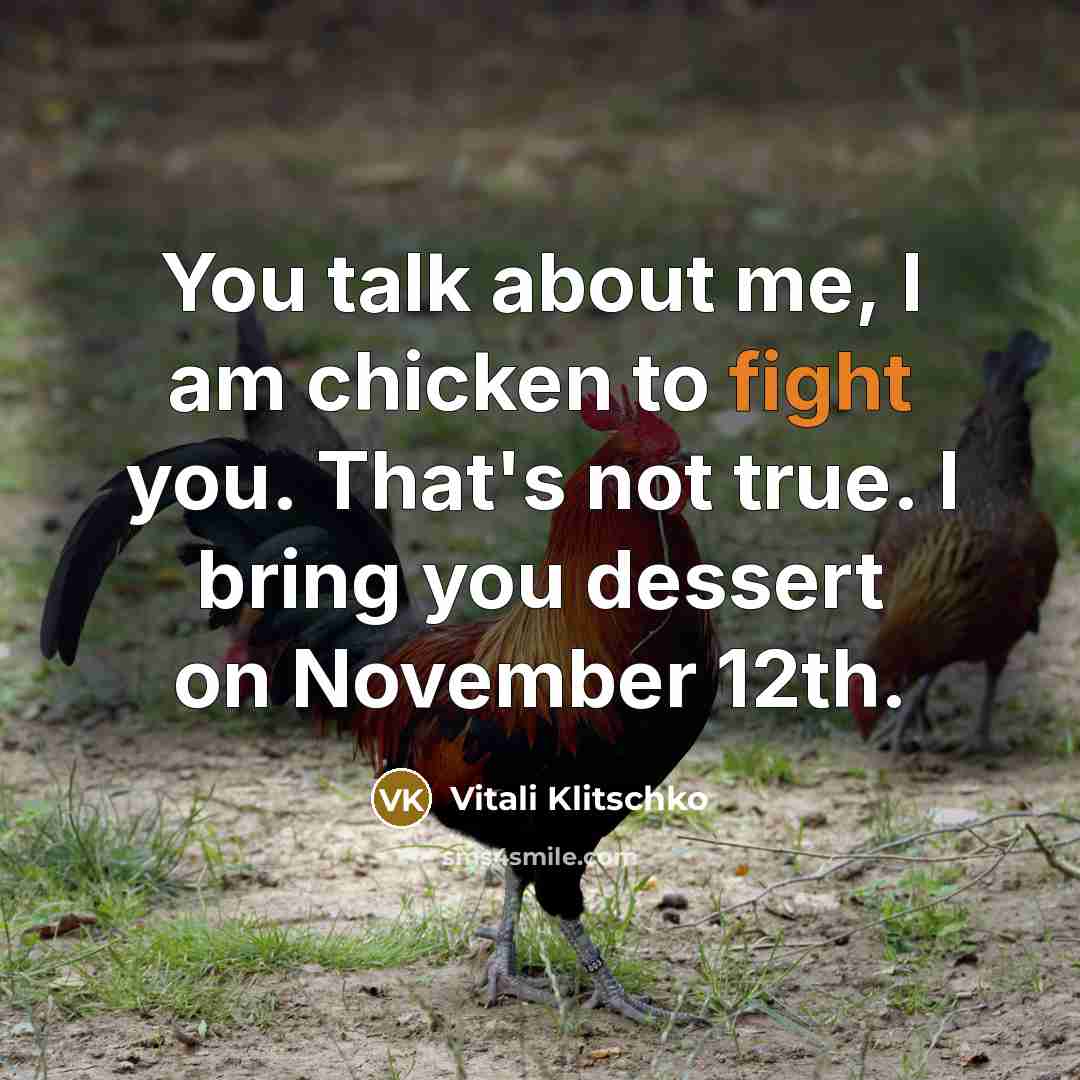 “You talk about me, I am chicken to fight you.…” quote by Vitali Klitschko