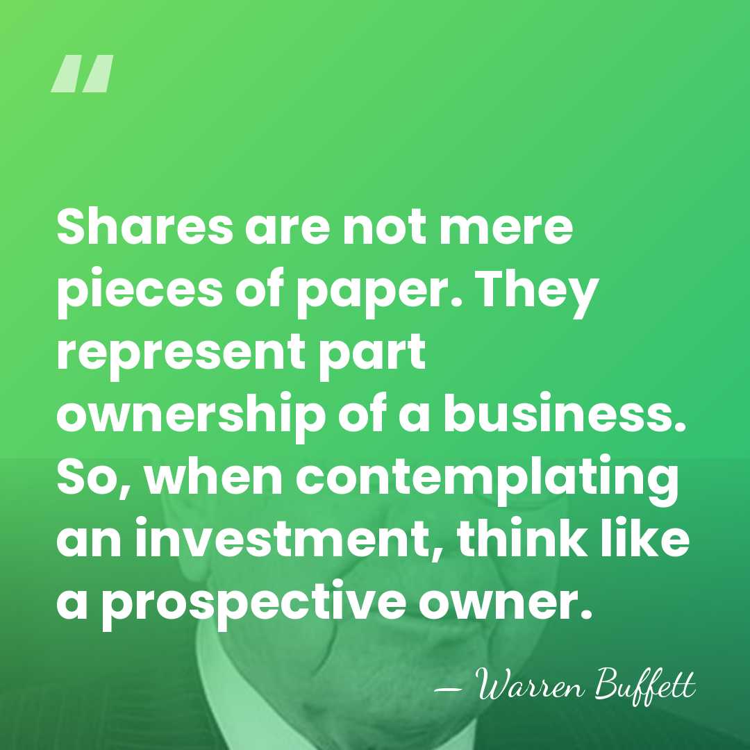 Shares are not mere pieces of paper. They represent part ownership of&hellip; - Warren Buffett