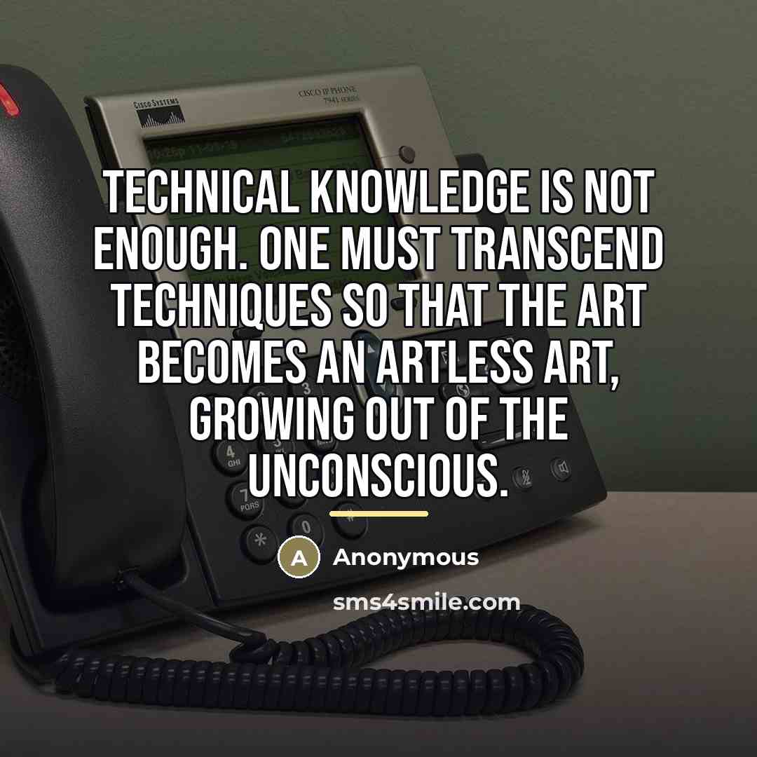 “Technical knowledge is not enough. One must transcend techniques so…” quote by Anonymous