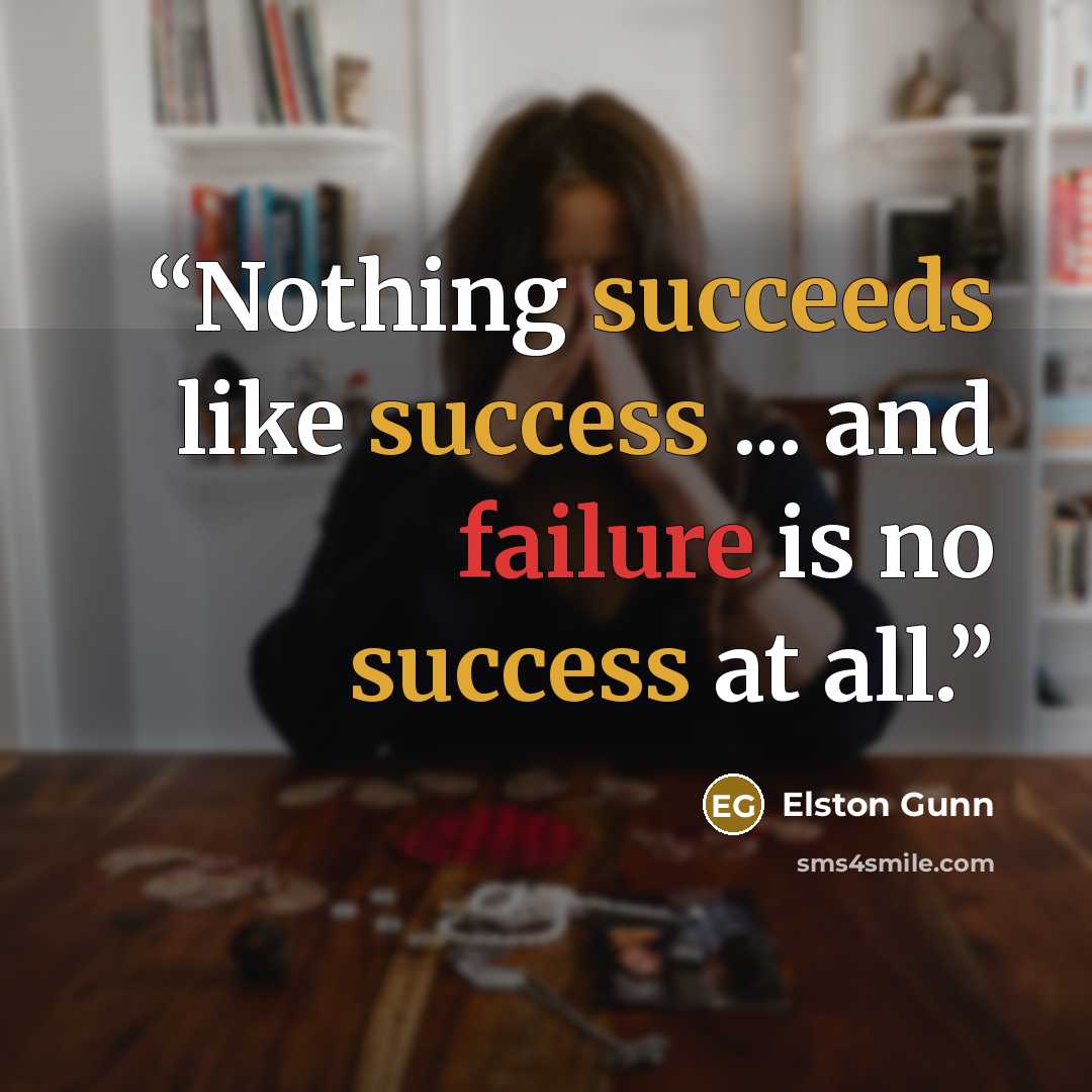 “Nothing succeeds like success ... and failure is no success at all.” quote by Elston Gunn
