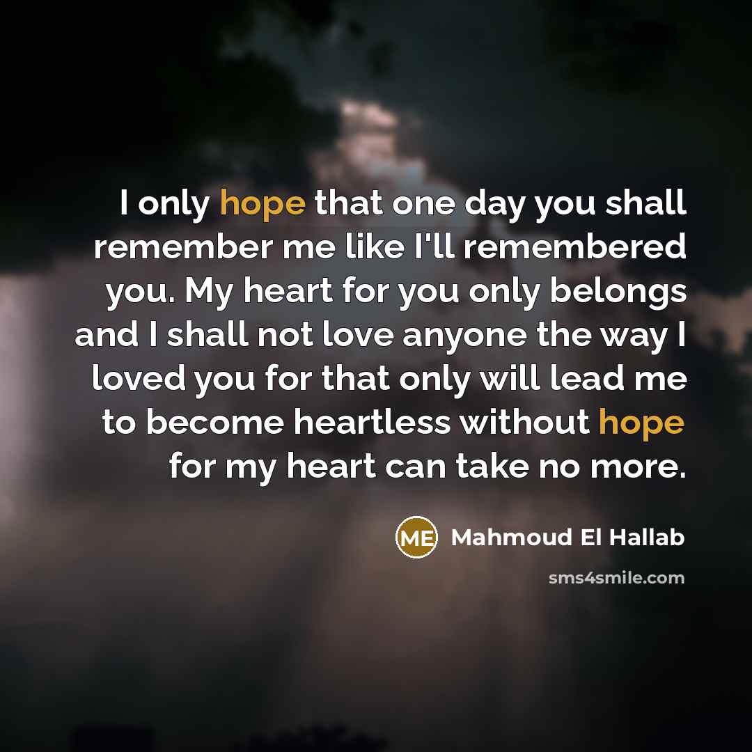 “I only hope that one day you shall remember me…” quote by Mahmoud El Hallab
