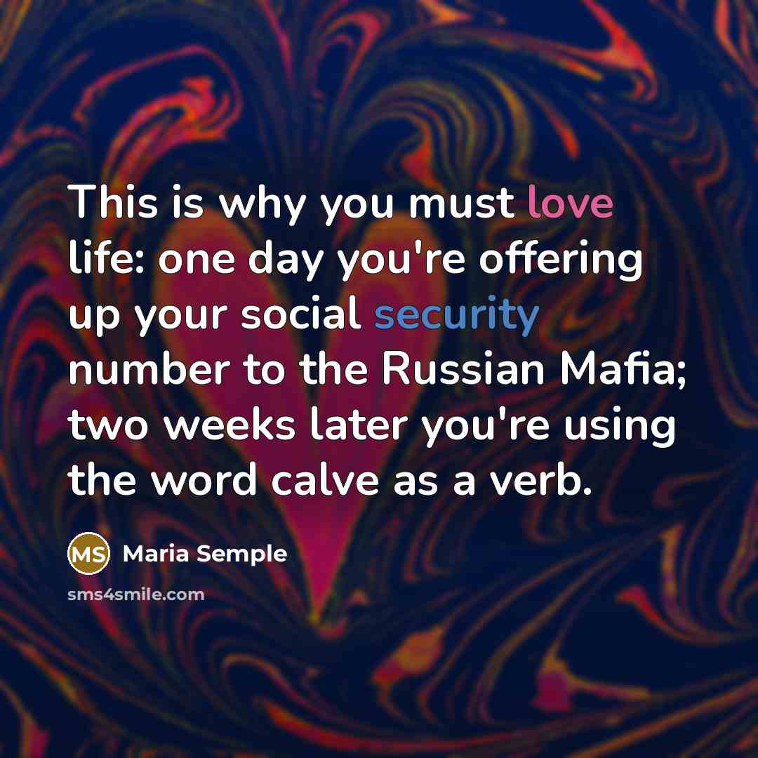 “This is why you must love life: one day you're…” quote by Maria Semple