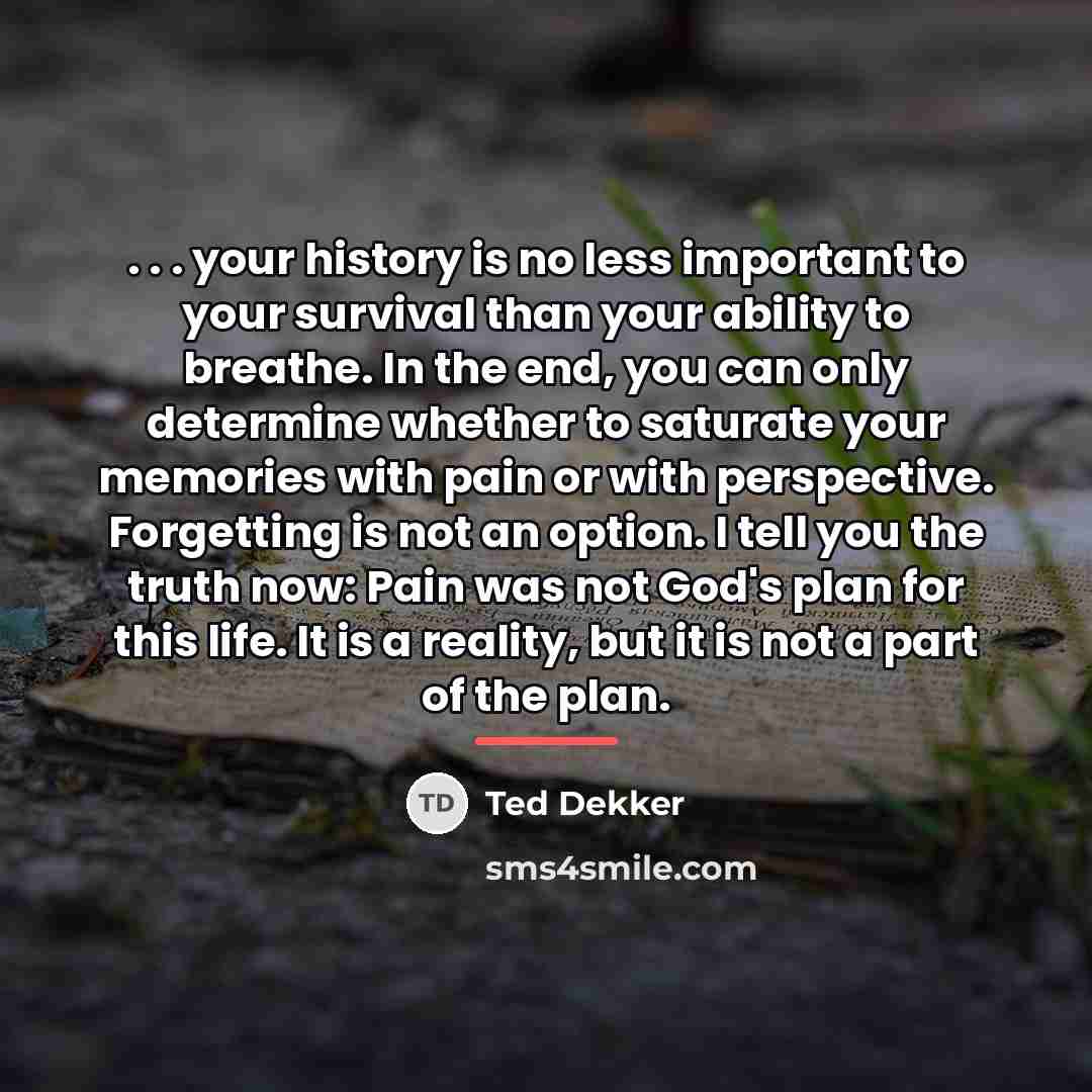 “. . . your history is no less important to…” quote by Ted Dekker
