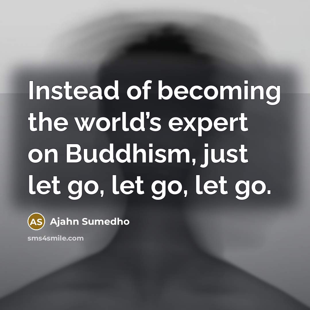 “Instead of becoming the world’s expert on Buddhism, just let…” quote by Ajahn Sumedho